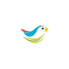 bird nest logo abstract blue