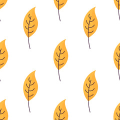 Seamless pattern with hygge autumn leaves.