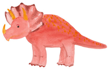 Watercolor cute baby triceptor of bright color on a white background. watercolor illustration for children's textiles, prints, posters, magazines