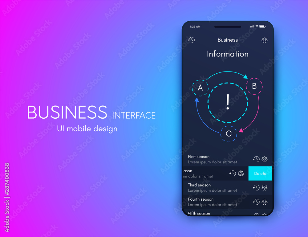 Aufkleber mobile application interface. ui design, stock vector