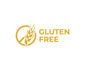 Gluten free logo design. Wheat ear vector design. No gluten logotype