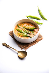 Hyderabadi mirch/mirchi ka Salan or green chilly sabzi or curry. Main course recipe from India....