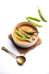 Hyderabadi mirch/mirchi ka Salan or green chilly sabzi or curry. Main course recipe from India....