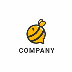 Bee talk logo of communication with the shape of bee insects. Chatting and discussion logo template