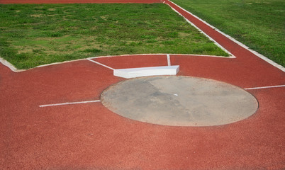 Shot put sector area, field athletics sport.