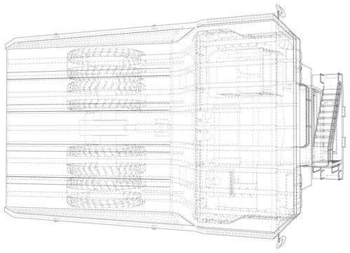 Heavy Duty Dump Truck Tipper Drawing On White. EPS10 Format. Vector Created Of 3d. Wire-frame Style.