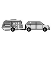 geländewagen familie wohnwagen camping anhänger unterwegs reisen urlaub ferien fahren auto roadtrip spaß hobby liebe leben straße schlafen clipart comic cartoon design cool