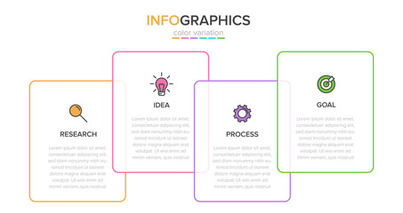 Infographic design with icons and 4 options or steps. Thin line vector. Infographics business concept. Can be used for info graphics, flow charts, presentations, web sites, banners, printed materials.