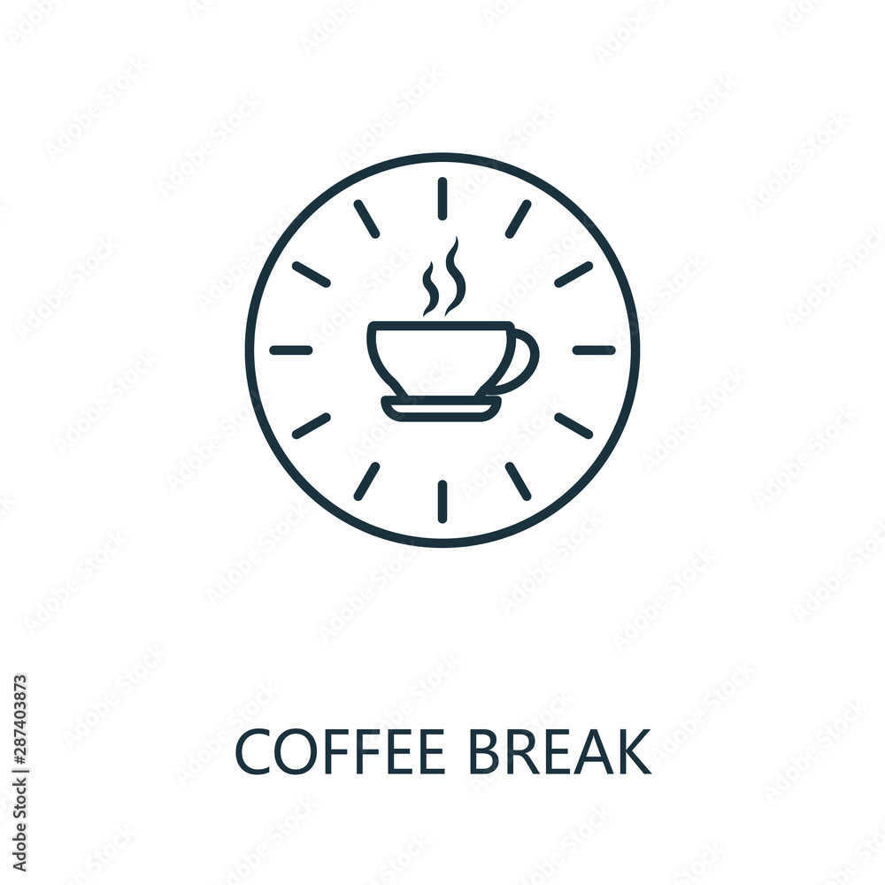 Poster coffee break outline icon. thin line concept element from productivity icons collection. creative co