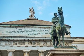 Garibaldi statue and opera-house in Genoa