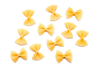 Italian Pasta, raw Italian pasta isolated on white background