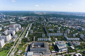 View of moscow from above, from the top of the television tower