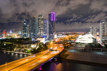 Night shot of Downtown Miami FL