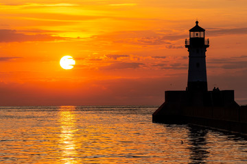 Lake Superior Breakwater Lighthouse At Sunrise