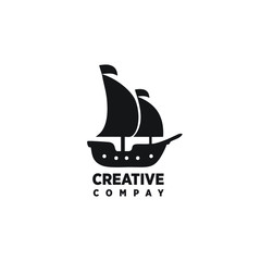silhouette of a ship logo minimalis