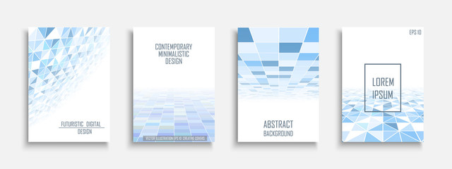 Blue light futuristic covers - mosaic geometric design.