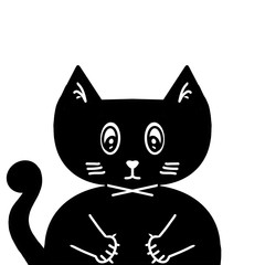 Hand drawing black cat, Animal Cartoon 