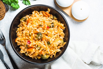 Cabbage stew with rice and vegetables.