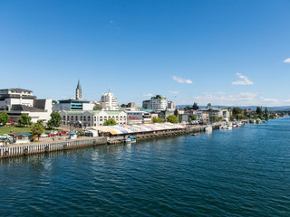 River view of Valdivia river terminal and fishmarket