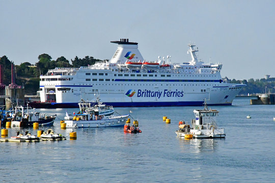 Saint Malo; France - july 28 2019 : ferry