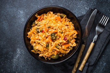 Cabbage stew with rice and vegetables.
