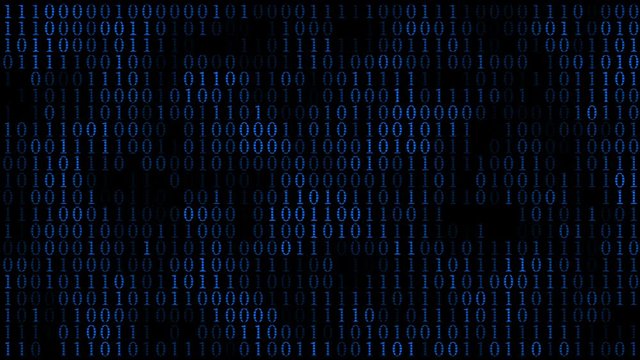 Machine code pattern, 0 and 1 digits blink processing computer task, matrix wall