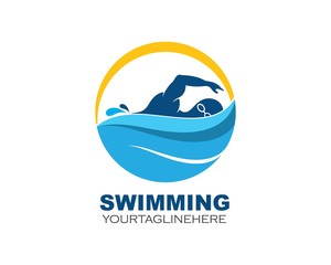swimming icon logo vector illustration design