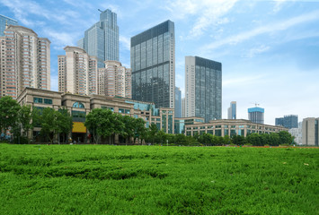 Park Lawn and Modern Urban Architecture in Qingdao, China