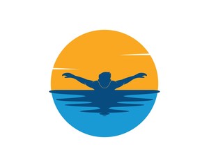 swimming icon logo vector illustration design