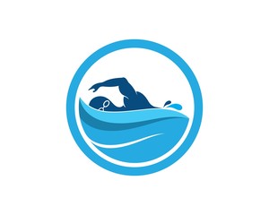 swimming icon logo vector illustration design