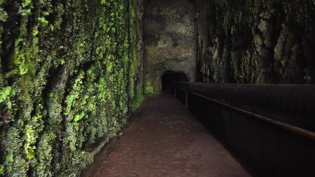 Entrance of tunnel to "Rabacal" footpath in Madeira island, Portugal