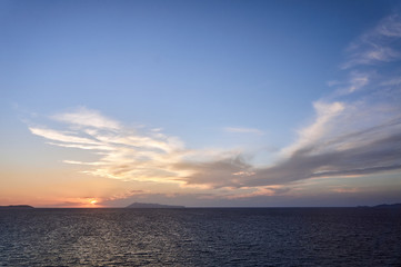 Naklejka na ściany i meble Sunset on the island of Corfu, Greece.