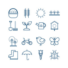 Set of modern vector outline springtime icons for web, print, mobile apps design - 287411811