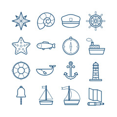 Collection of modern vector line sea icons for web, print, mobile apps design - 287411821