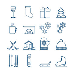 Set of  modern vector line winter icons for web, print, mobile apps design - 287411880