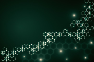 Abstract hexagonal background with euro