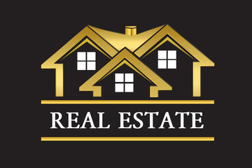 Real estate golden house logo vector