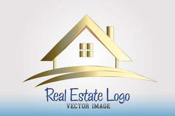 Real estate luxury golden house logo id business card vector