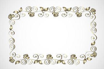Gold roses frame greetings card template