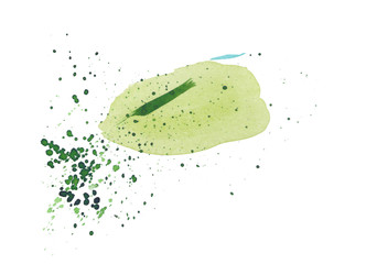 Bright watercolor blot. Yellow, red, green and blue colors.