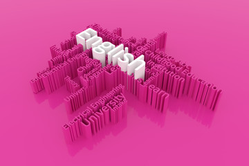 English, learning, education keyword words cloud. For graphic design, texture or background. 3D rendering.