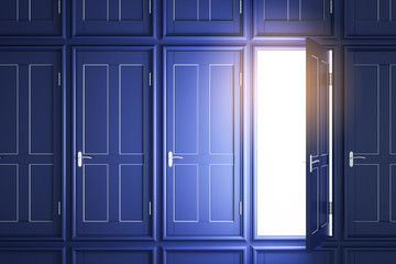 Creative blue doors to success