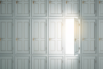 Abstract white doors to success