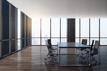 Luxury boarding room interior with city view