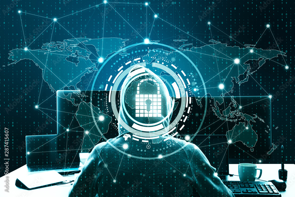 Poster Hacker using padlock interface