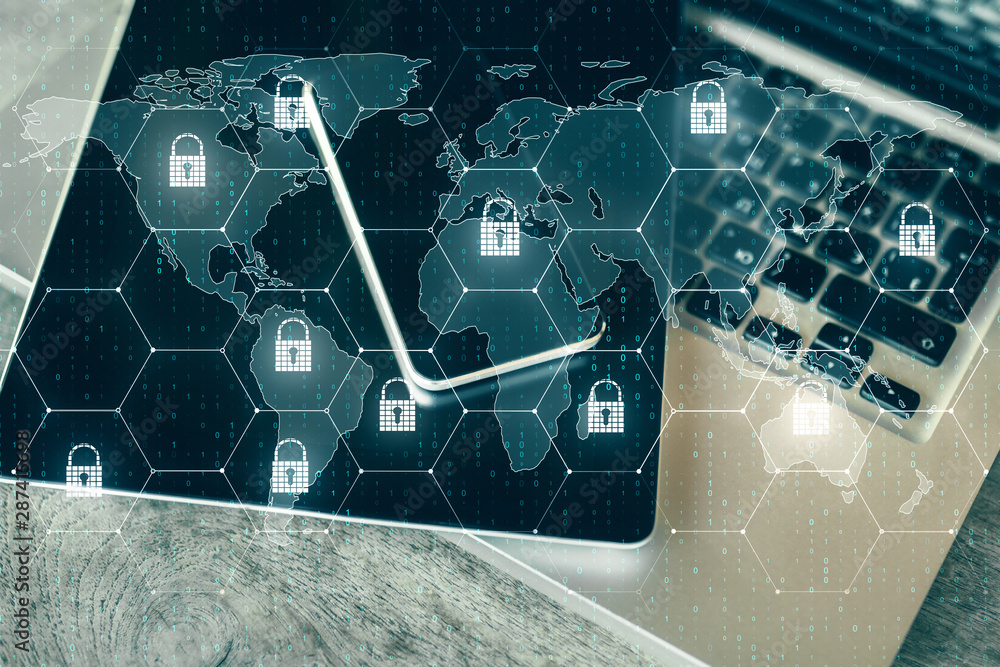 Poster closeup of devices with padlock