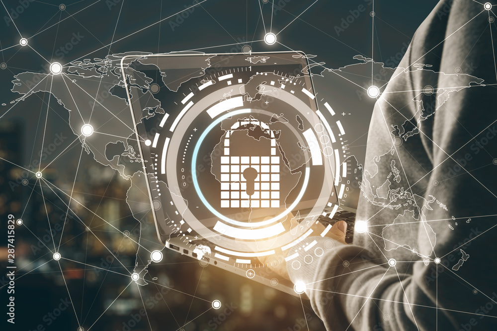 Poster Hacker using padlock interface
