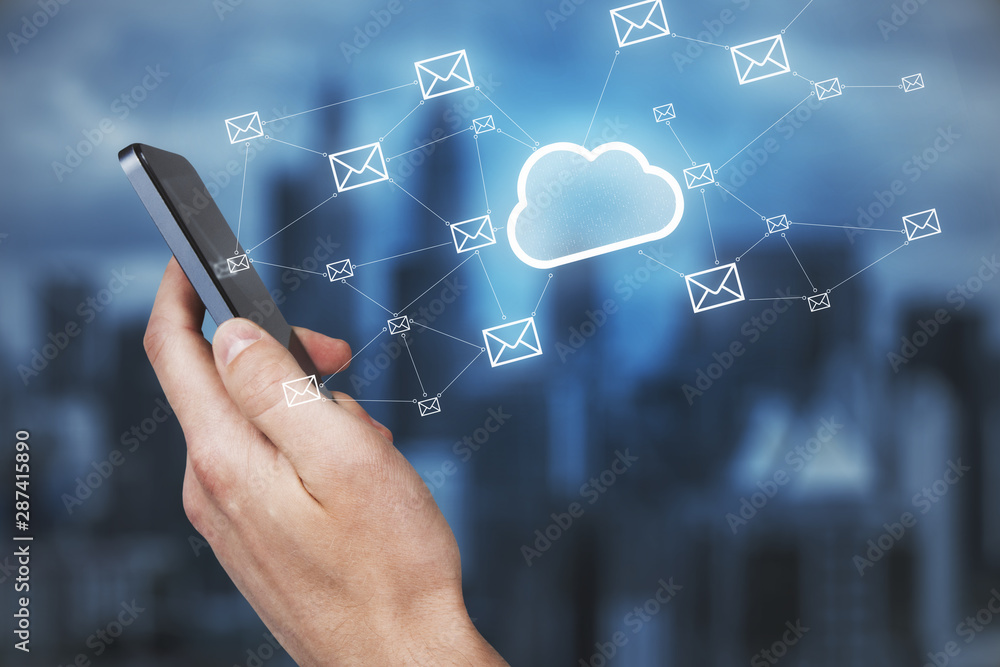 Poster Cloud computing and communication concept