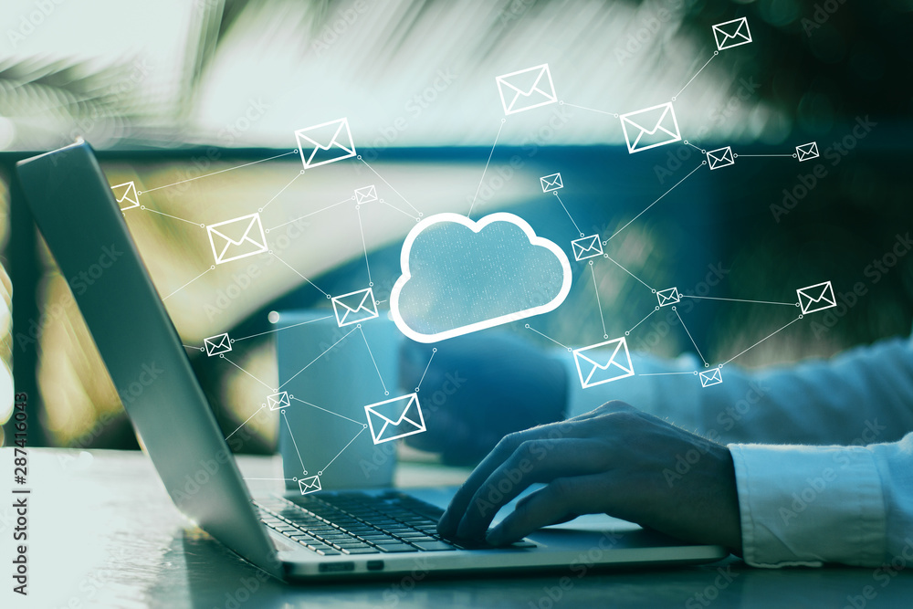 Poster Cloud computing and communication concept