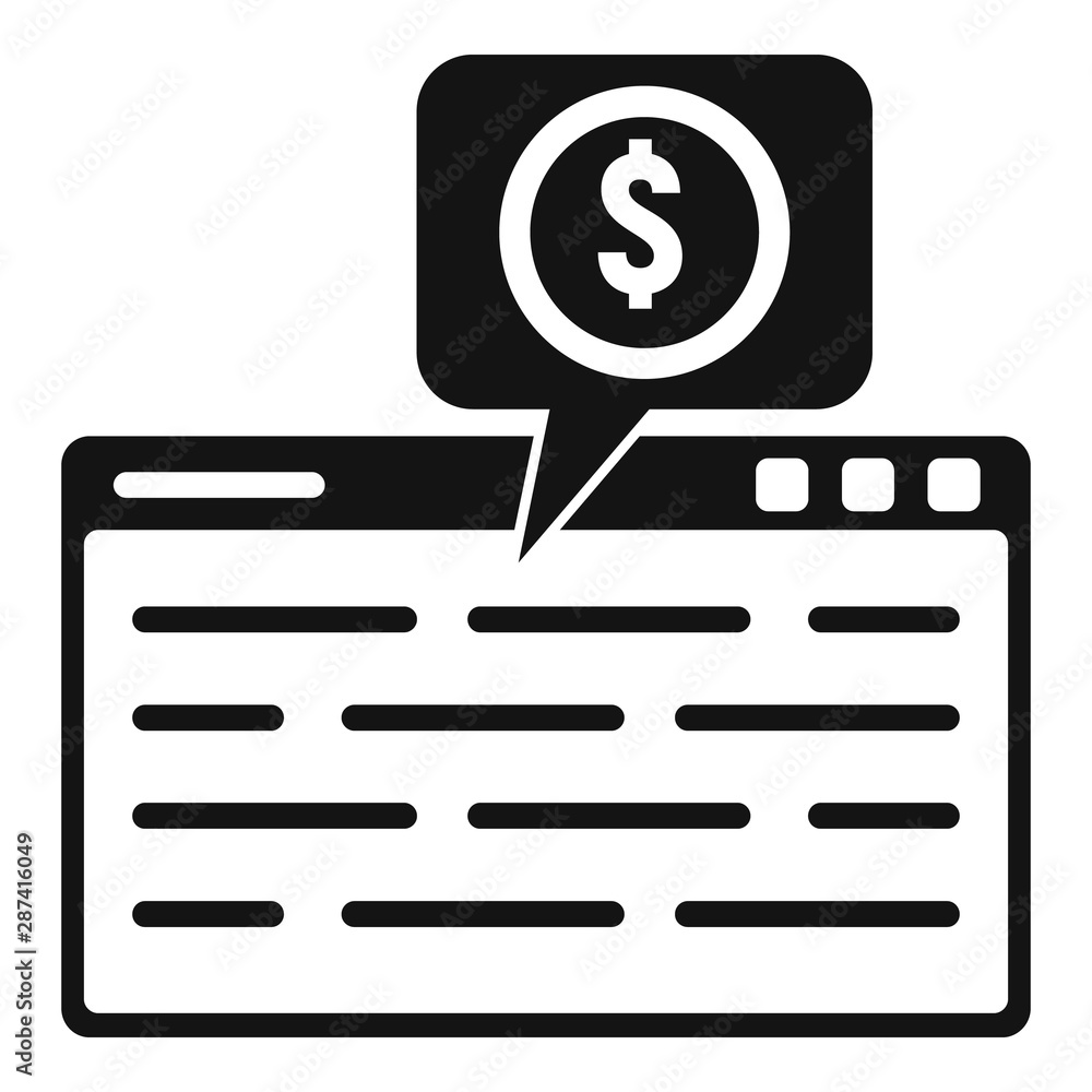 Poster web page finance icon. simple illustration of web page finance vector icon for web design isolated o